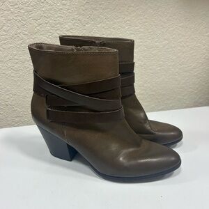 a.n.a Brown Ankle Boots with Strap Detail